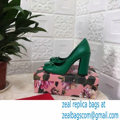 Dolce  &  Gabbana Block Heel 10.5cm Leather Sicily Pumps Green 2021